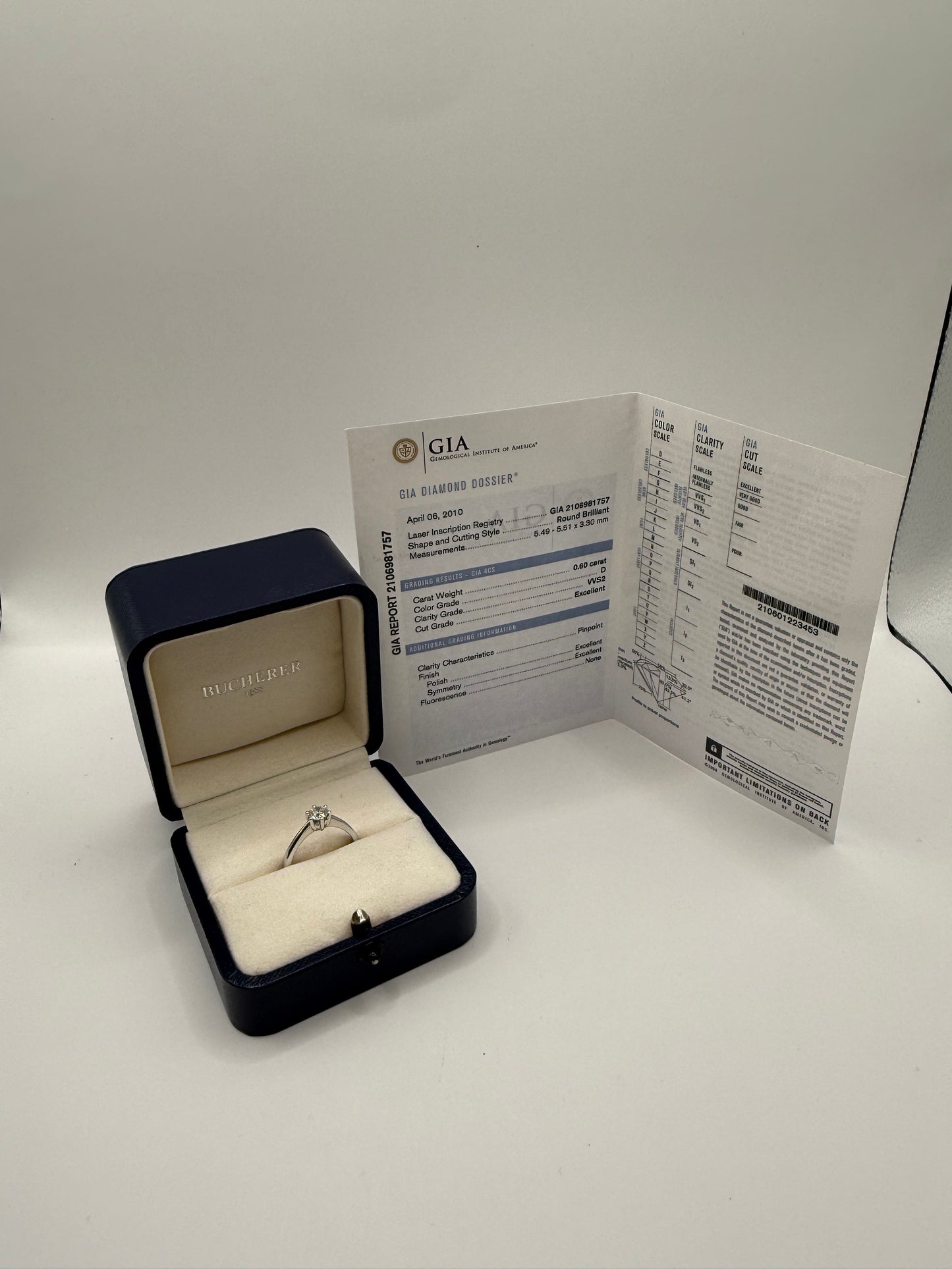 Bague solitaire Bucherer avec diamant certifié GIA – 0.60 carat