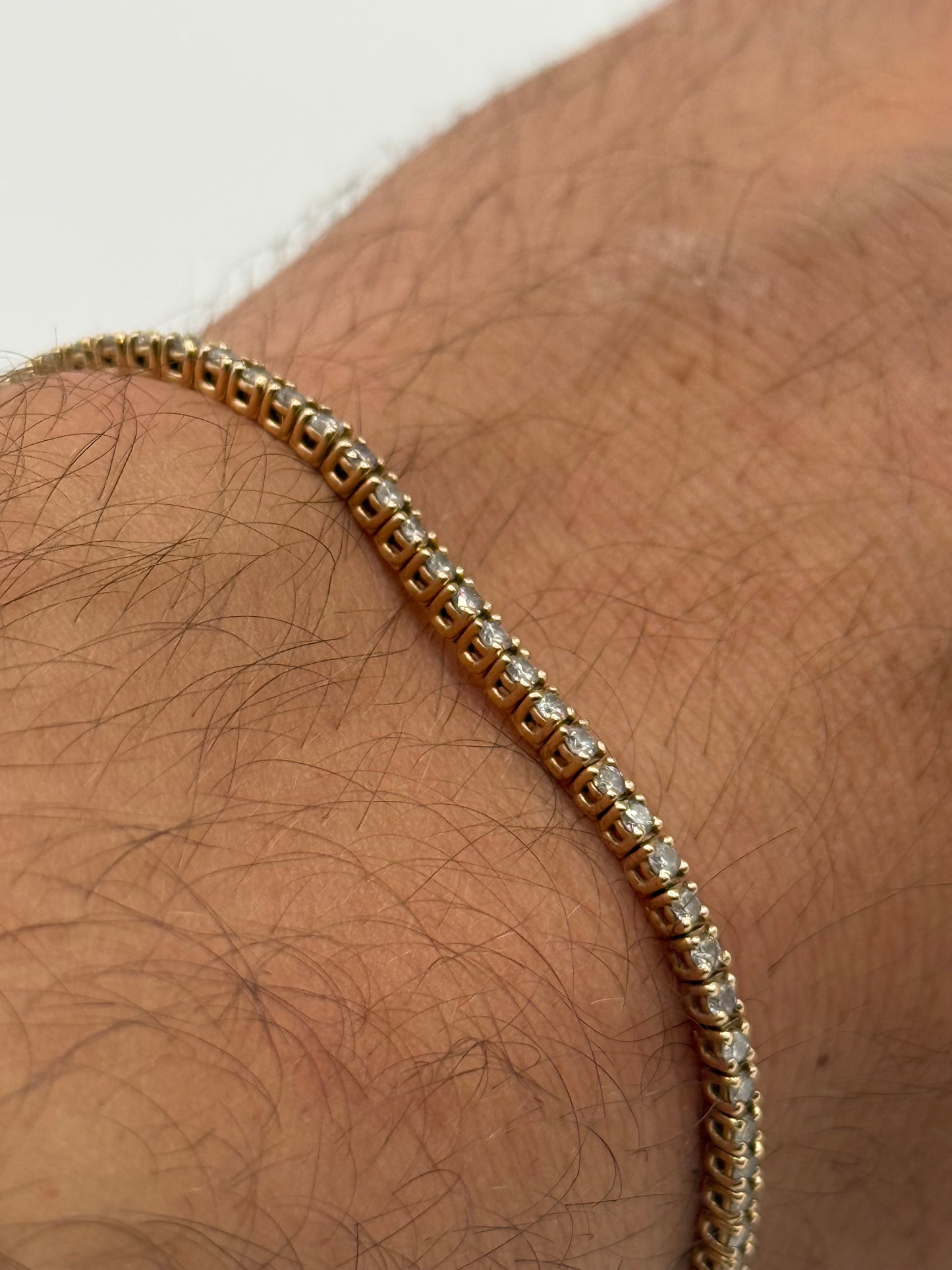Bracelet tennis en or rose 14 carats et diamants taille 18 bijou de luxe vue 4