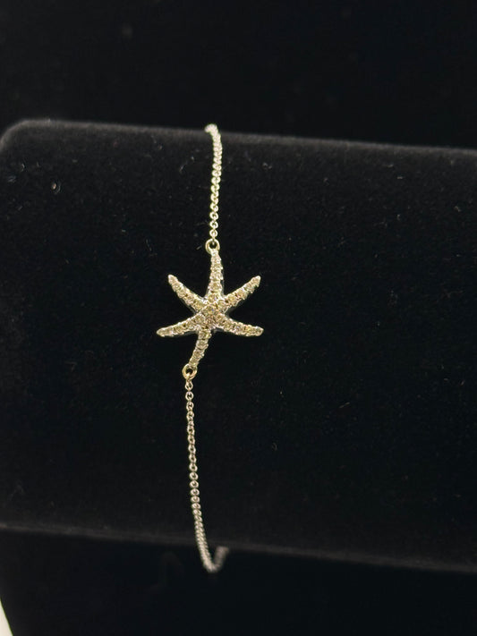 Bracelet étoile de mer – Or blanc 18k & diamants bijou de luxe