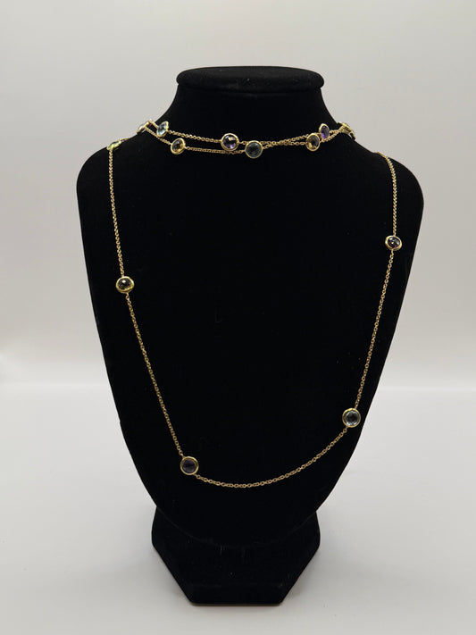 Collier en or 18k serti de pierres précieuses  – Élégance multicolore bijou de luxe