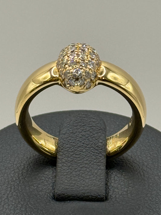 Bague en or jaune pavée de diamants – Taille 54