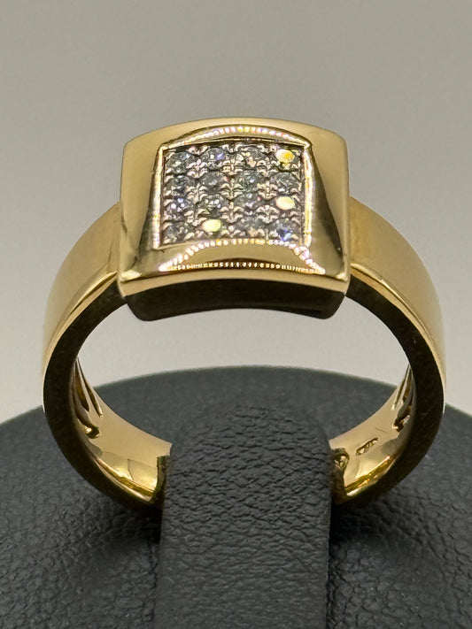 Bague en or jaune pavée de diamants – Taille 51,5