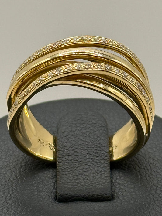 Bague en or jaune entrelacée sertie de diamants – Taille 54
