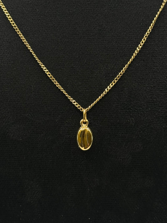 Collier en or jaune avec pendentif graine de café