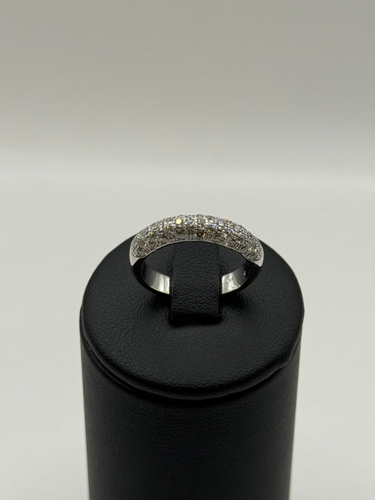 Bague pavée en or blanc 18k et diamants -  Taille 58