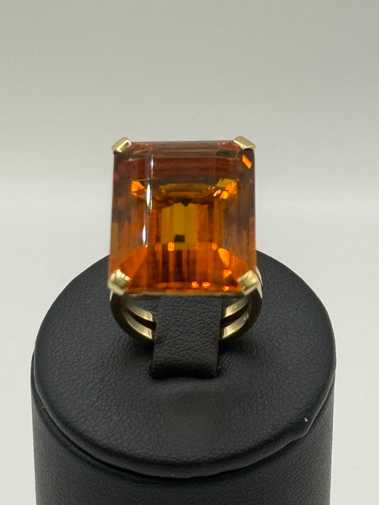Bague en Or Jaune 18K & Citrine 35 cts – Taille 51