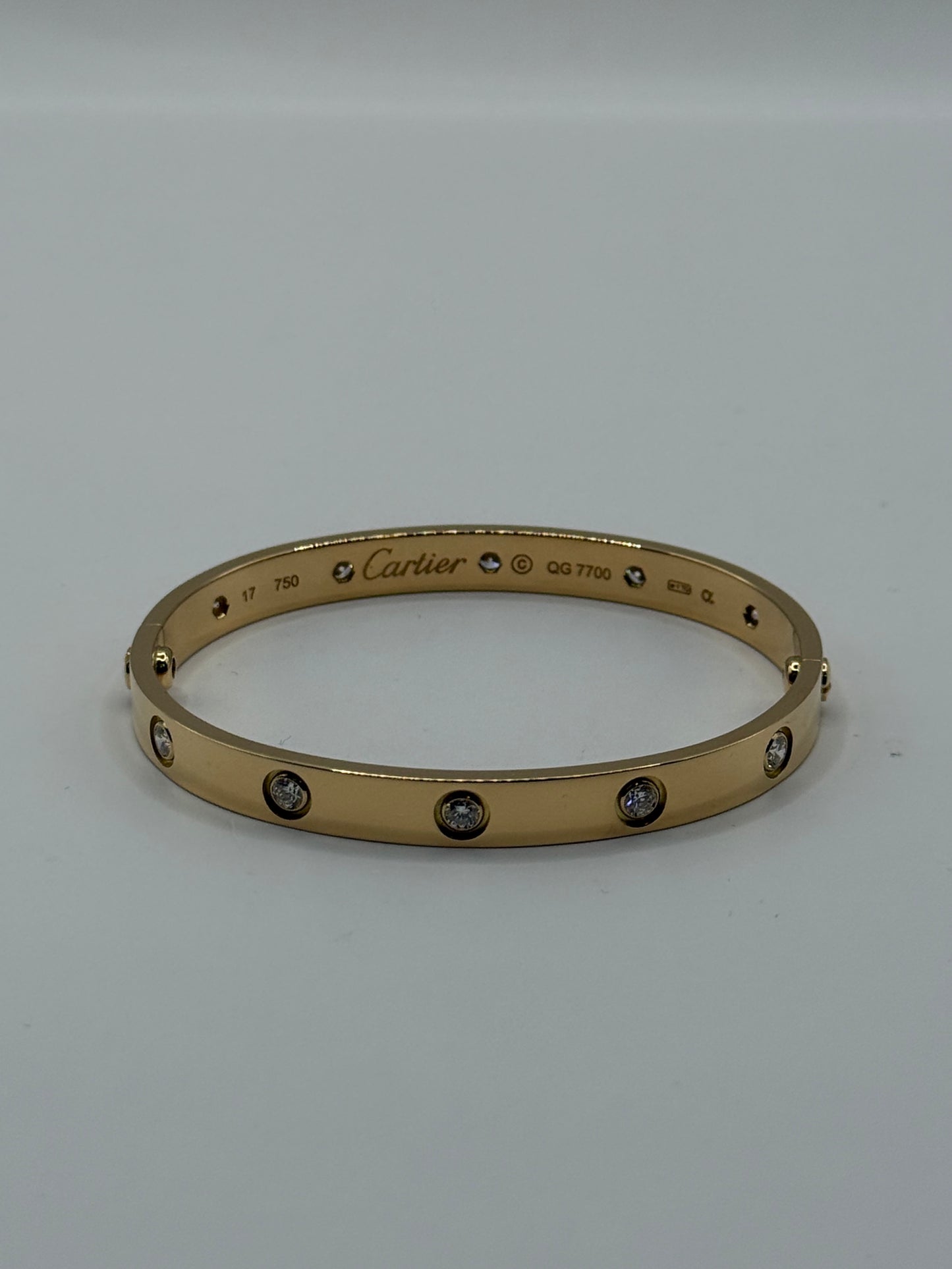 Cartier Love Bracelet – Or Jaune 18k & 10 Diamants – Taille 17 – Avec Tournevis & Boîte