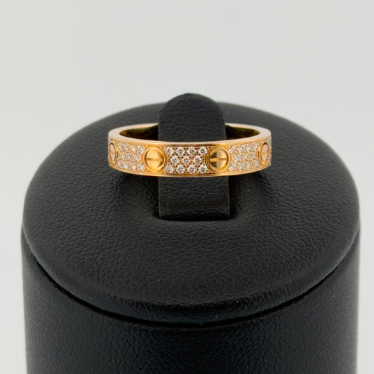Bague cartier Love small Pavée diamant taille 52 or 18 carats bijou de luxe
