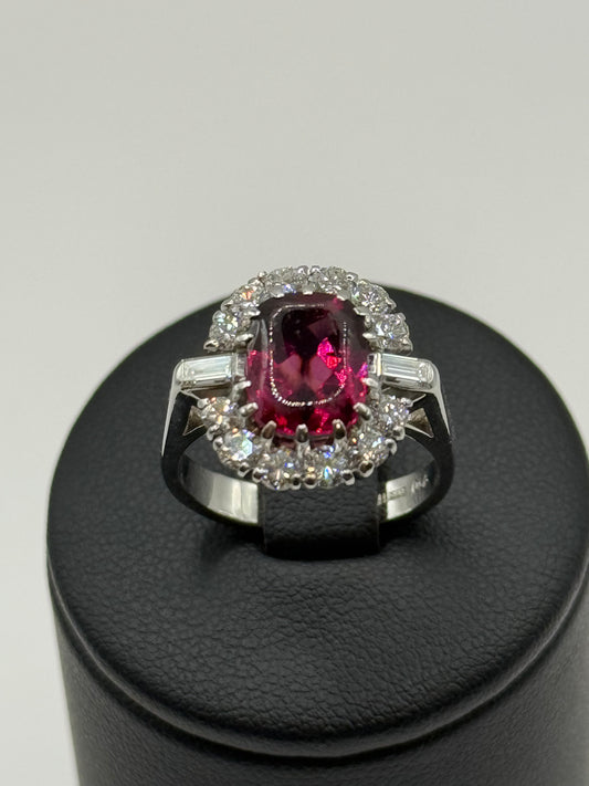 Bague Grenat et diamants 1,14 carats taille 57 or 18 carats bijou de luxe