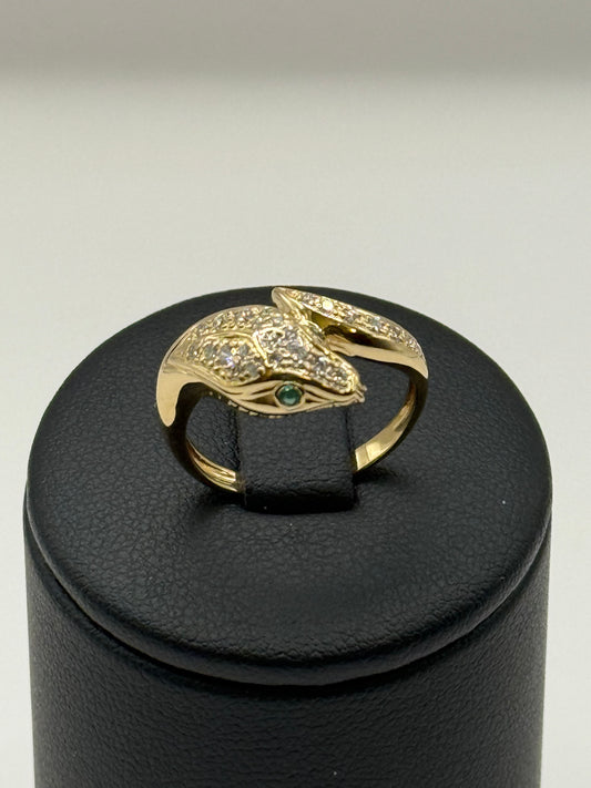 Bague serpent en or jaune et diamants taille 53 bijou de luxe