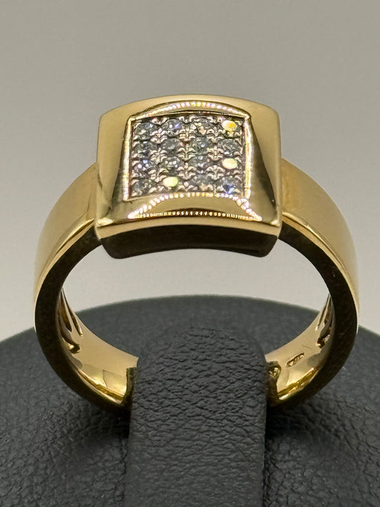 Bague en or jaune pavée de diamants  taille 51.5 bijou de luxe