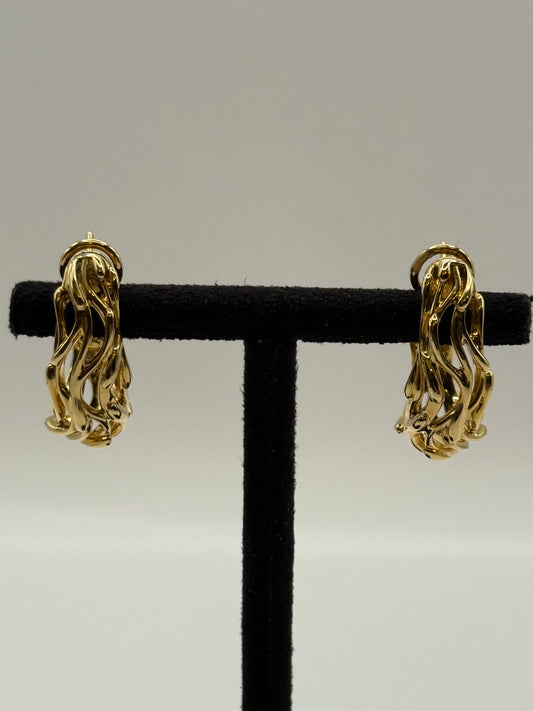 Boucles doreilles en or jaune  Design organique bijou de luxe