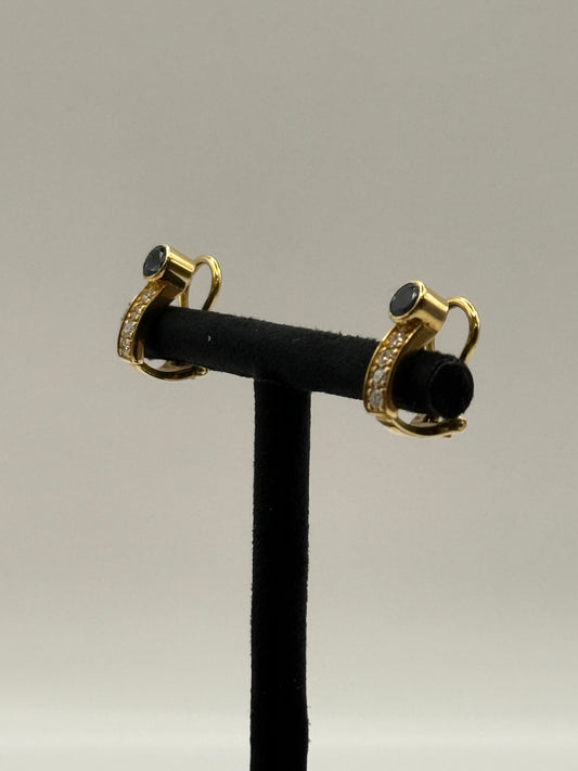 Boucles doreilles en or jaune serties de saphirs et de diamants bijou de luxe