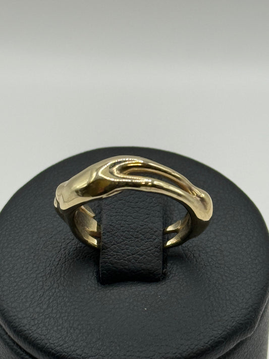 Bague de créateur en or 375  Forme organique et design sculptural taille 51 bijou de luxe