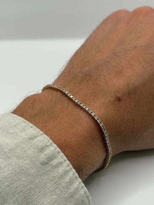 Bracelet tennis en or rose 14 carats et diamants taille 18 bijou de luxe