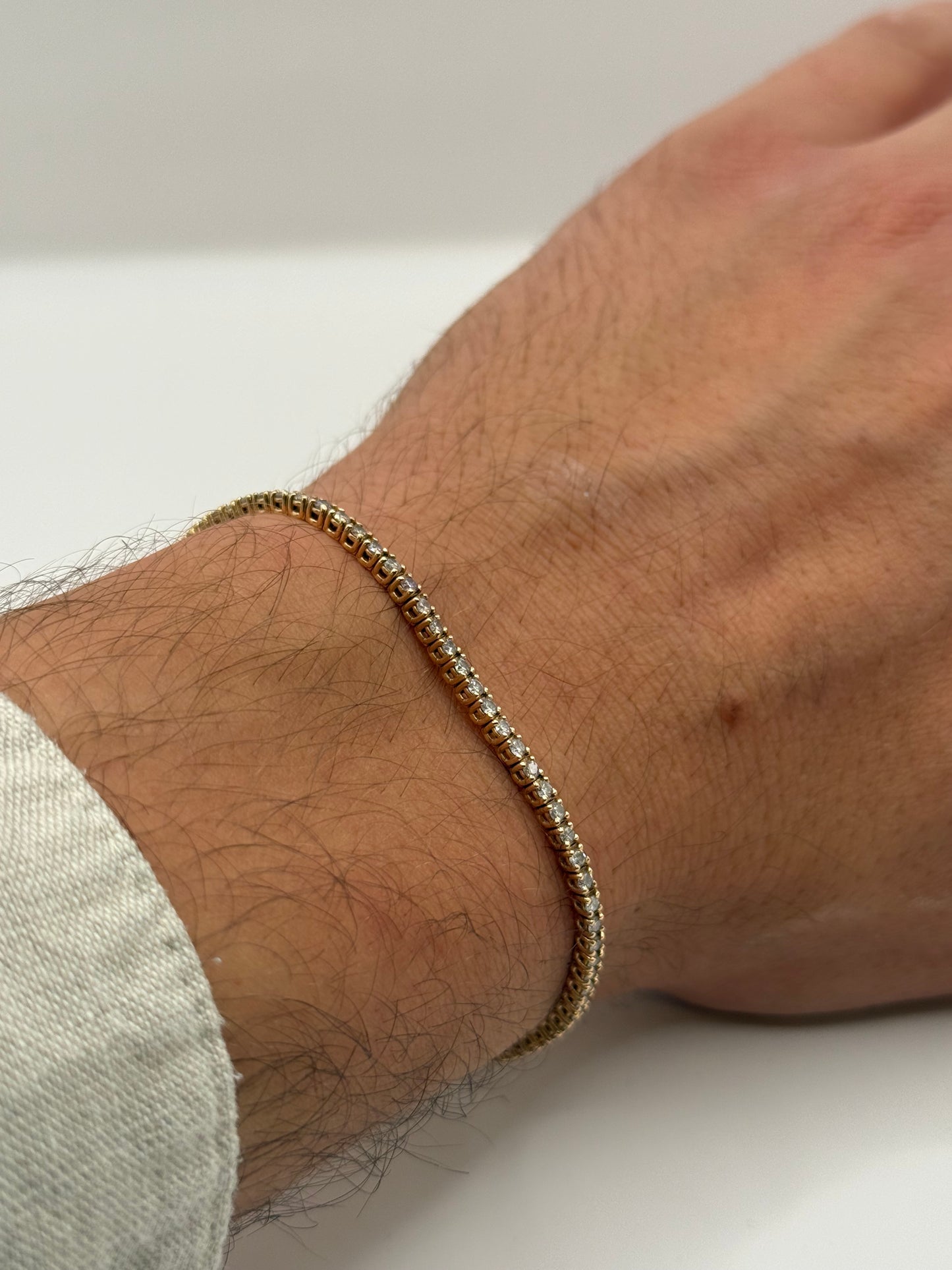 Bracelet tennis en or rose 14 carats et diamants taille 18 bijou de luxe vue 3