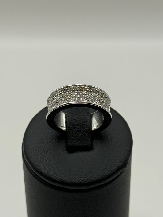 Bague pavée en or blanc 750 avec 80 diamants – 1.00 ct - certifié taille 54 bijou de luxe