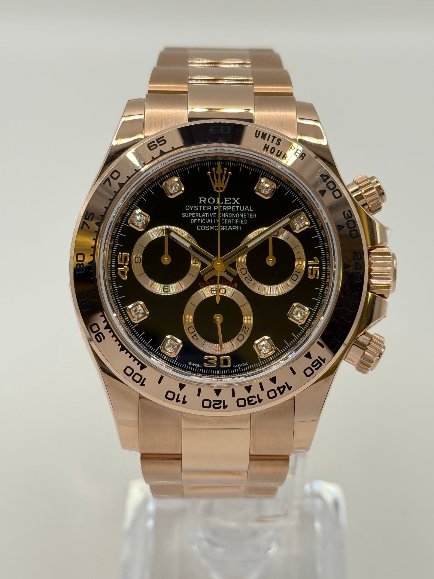 Rolex Cosmograph Daytona – Or Everose 18k – Cadran noir diamants