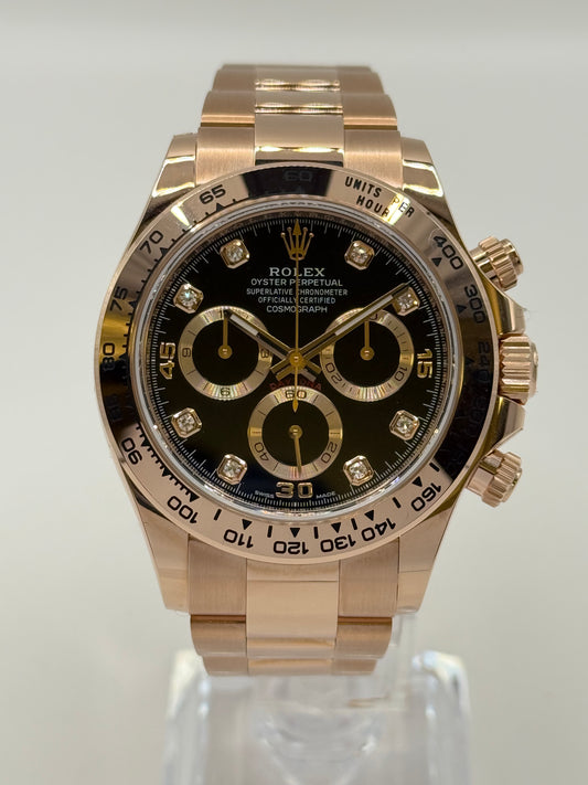 Rolex Cosmograph Daytona – Or Everose 18k – Cadran noir diamants